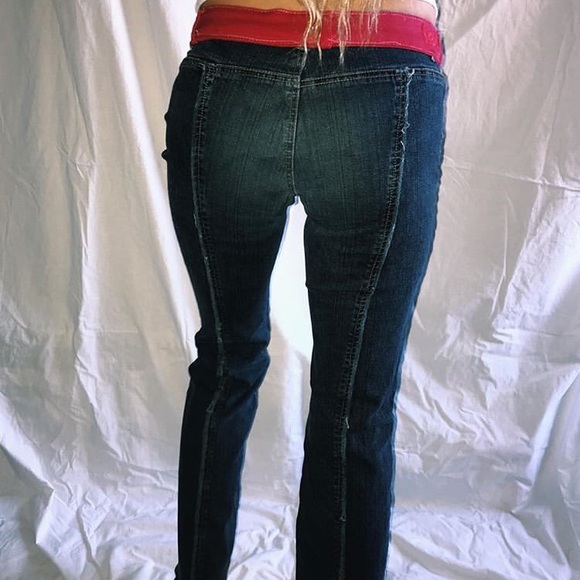 Custom red topped straight lined jeans - Picture 5 of 5